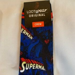NWT! Collectible Loot Wear Original DC Comics Superman Crew Socks!